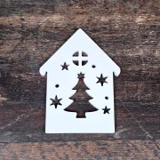Aufsteller - Haus mit Weihnachtsbaum