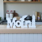 „Moin“ Deko Schriftzug maritim – mit Möwe & Leuchtturm – Nordsee Küsten Deko