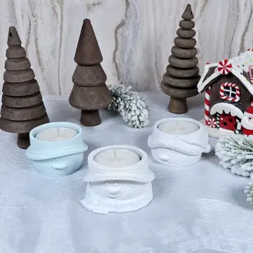 3er Set Weihnachtswichtel/Schneemänner Teelichthalter