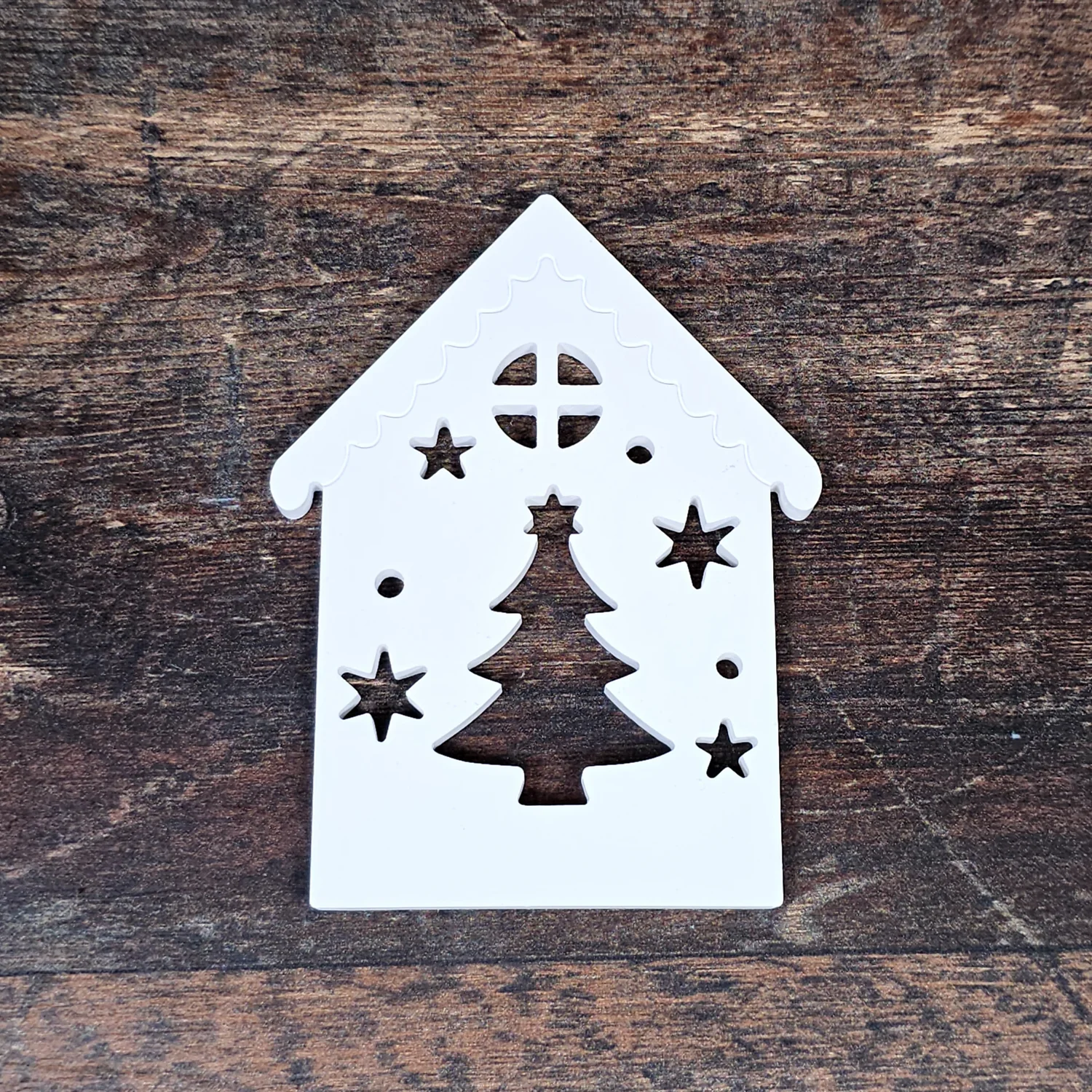 Aufsteller - Haus mit Weihnachtsbaum