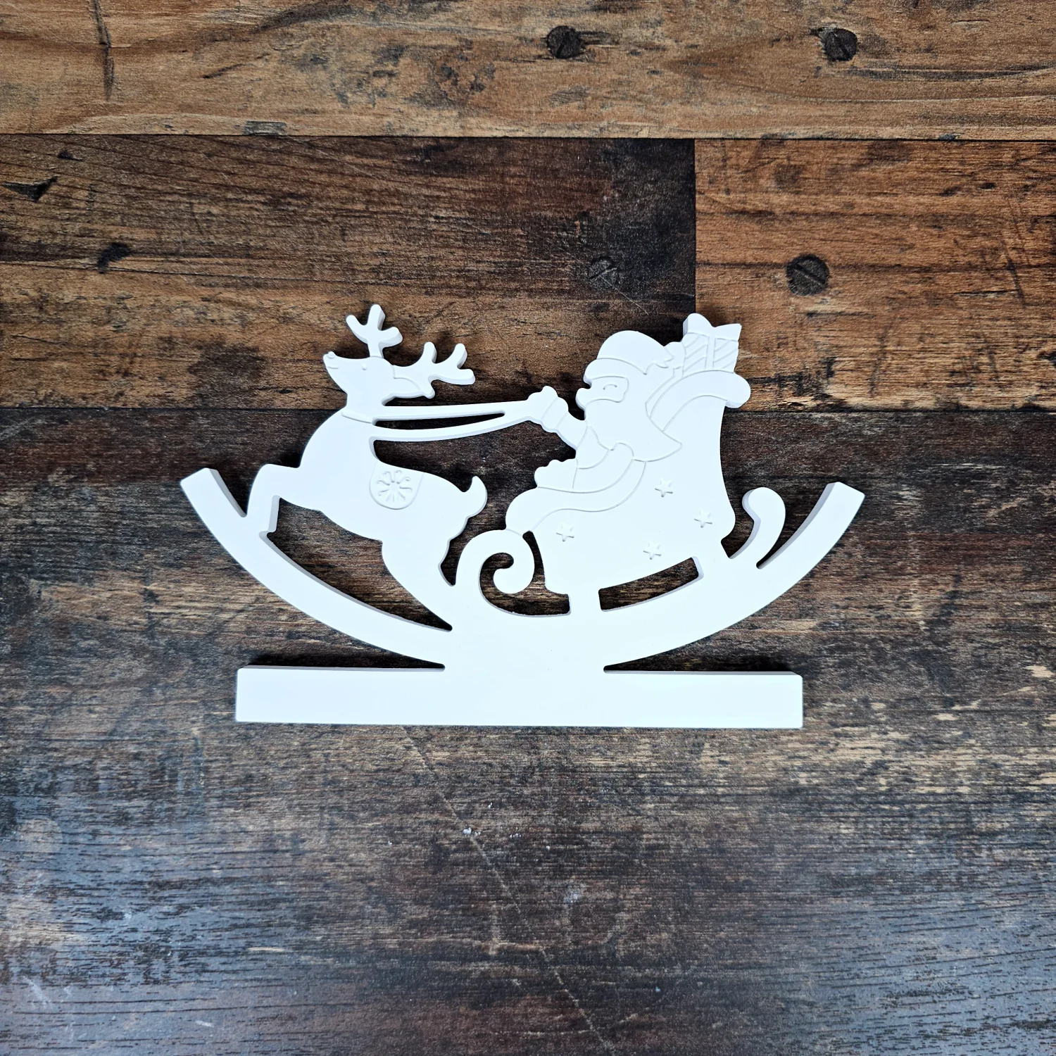 Aufsteller - Weihnachtsmann auf Schlitten (personalisierbar)